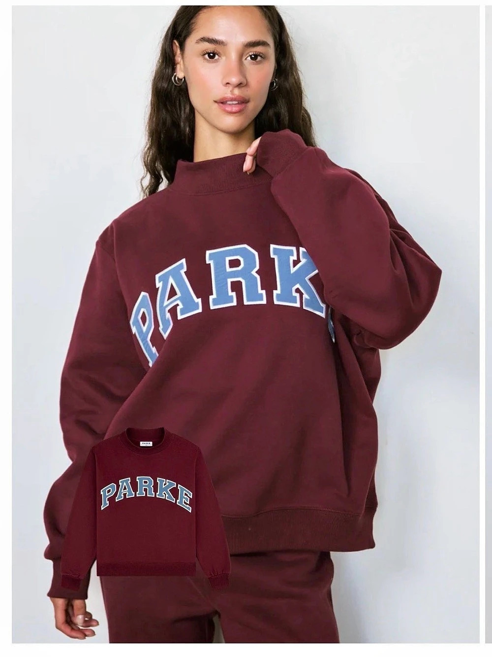 PARKE Varsity Mockneck Port + Bluestone Sweatshirt L/XL